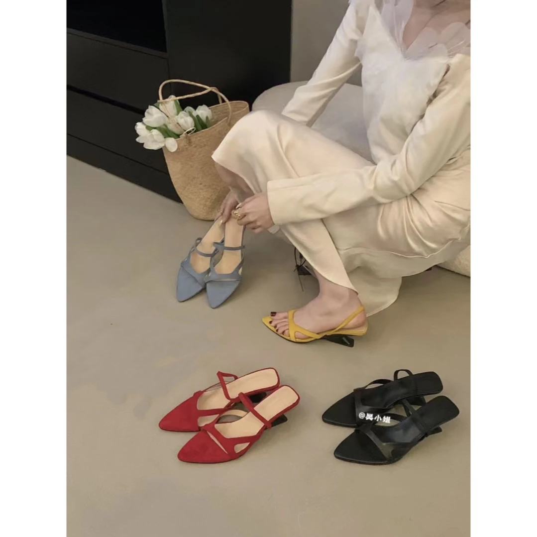 两穿款！2025夏季新款跛跟凉鞋一字拖鞋仙女风法式气质外穿凉拖