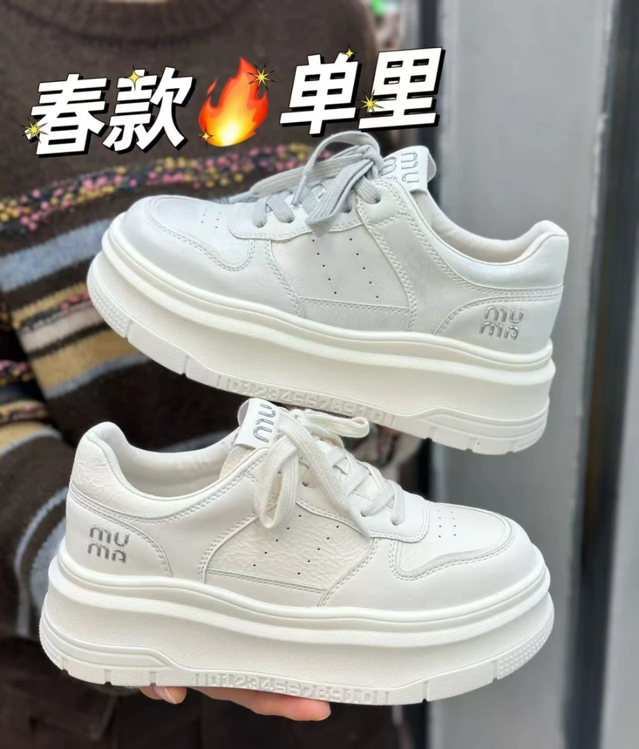 XAY2019春款单鞋厚底休闲小白鞋