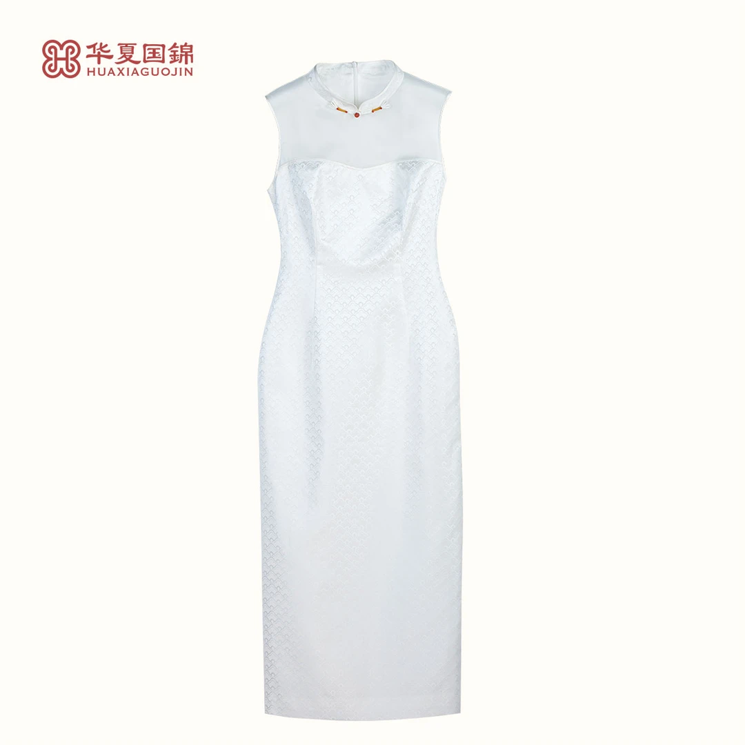 【四川工美蜀锦】米地素布如意云纹蜀锦连衣裙【初见】