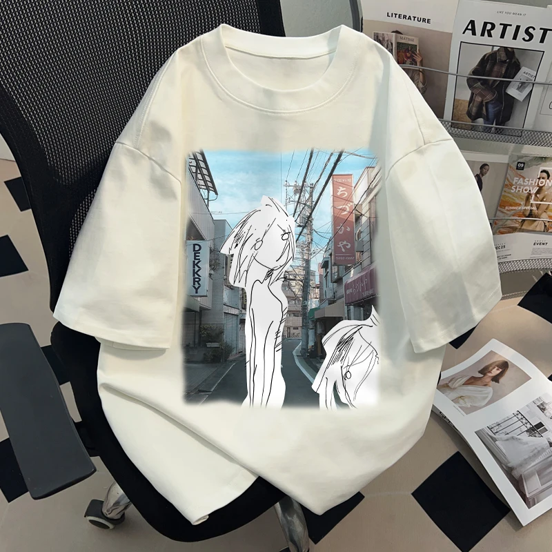 jtrt潮牌美式复古卡通动漫短袖t恤男女夏季小众设计百搭纯棉上衣