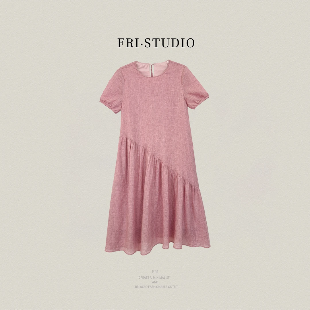 FridayStudio ‘ 桃之夭夭 ’ 法式高级感苎麻天丝女连衣裙   ZW131