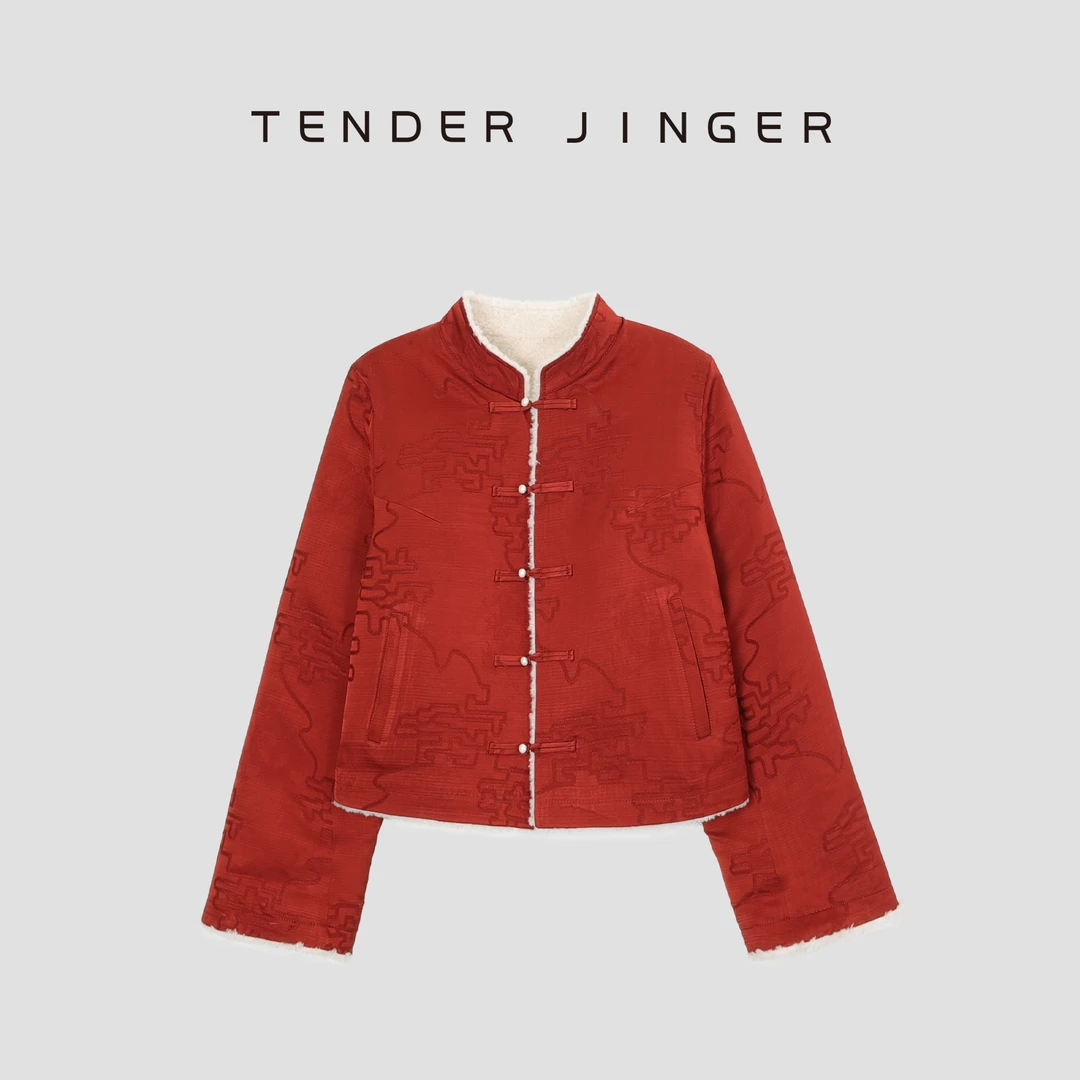 Tender Jinger【黑标】女士时尚新中式两面穿羊毛短外套T44MDD253C