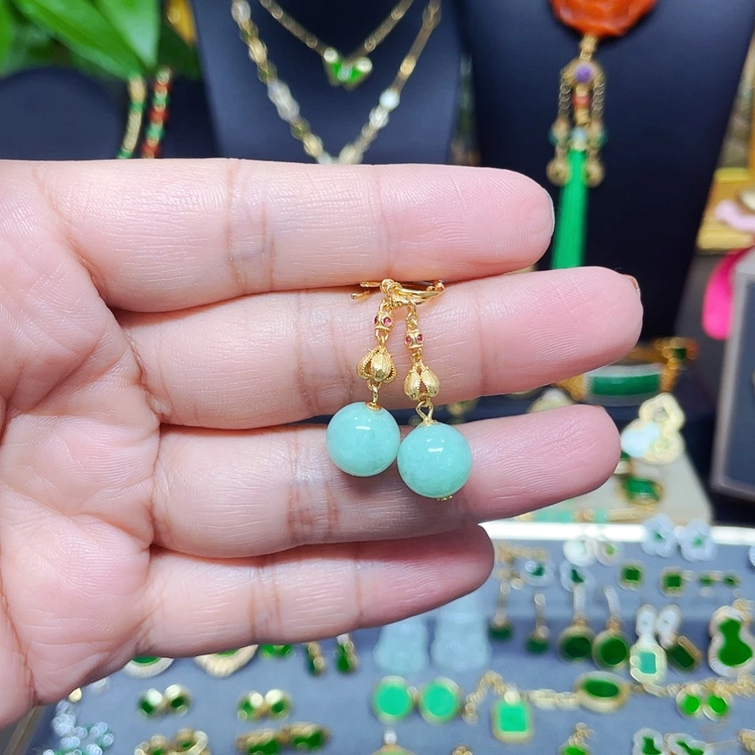 *****翡翠银S925镶嵌耳饰翡翠