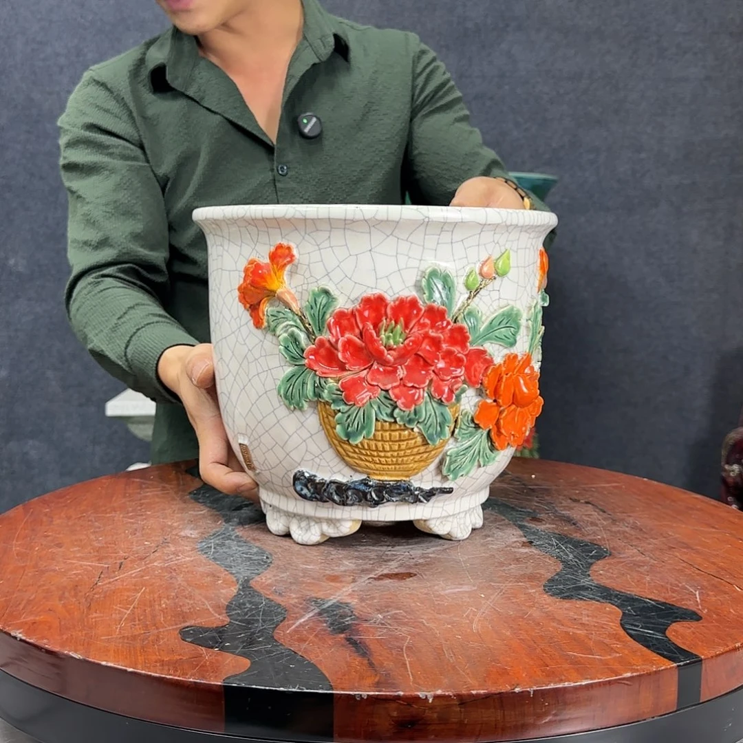 正宗岭南石湾盆内口22深20微瑕