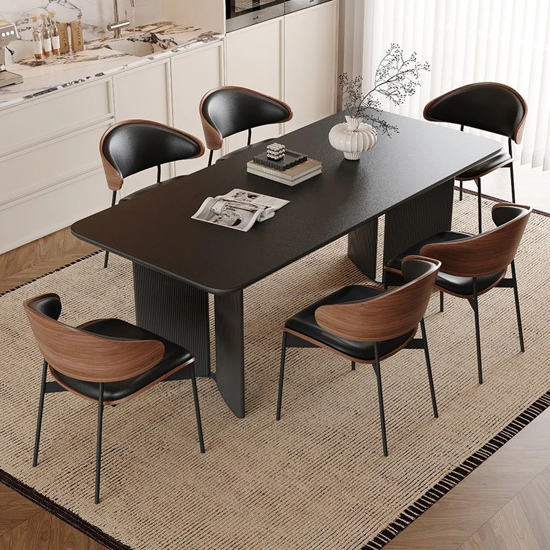 法式复古岩板餐桌椅意式极简家具家用饭桌2025新款高级感客厅桌子