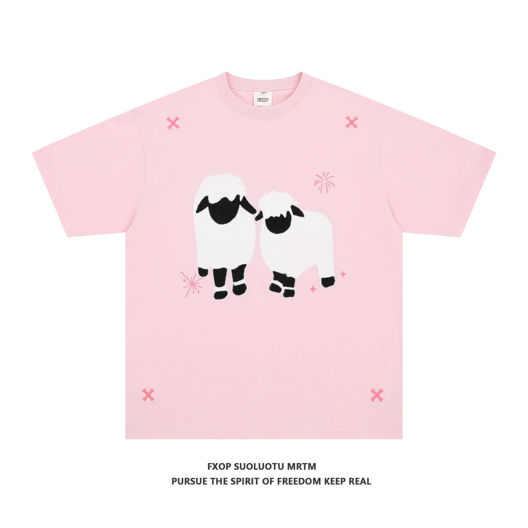 FXOP潮酷小羊设计款短袖上衣男女同款休闲百搭T恤#KCS-W011