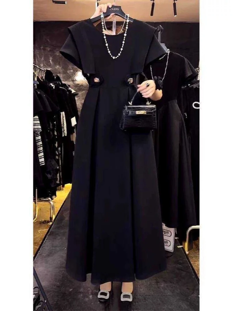 251 显瘦气质小黑裙时尚赫本风收腰设计高级感连衣裙（K20）