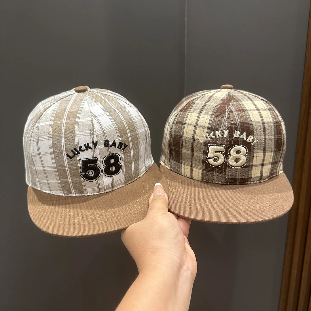 儿童帽子韩版时尚格子平檐棒球帽男女宝宝洋气户外街头百搭鸭舌帽