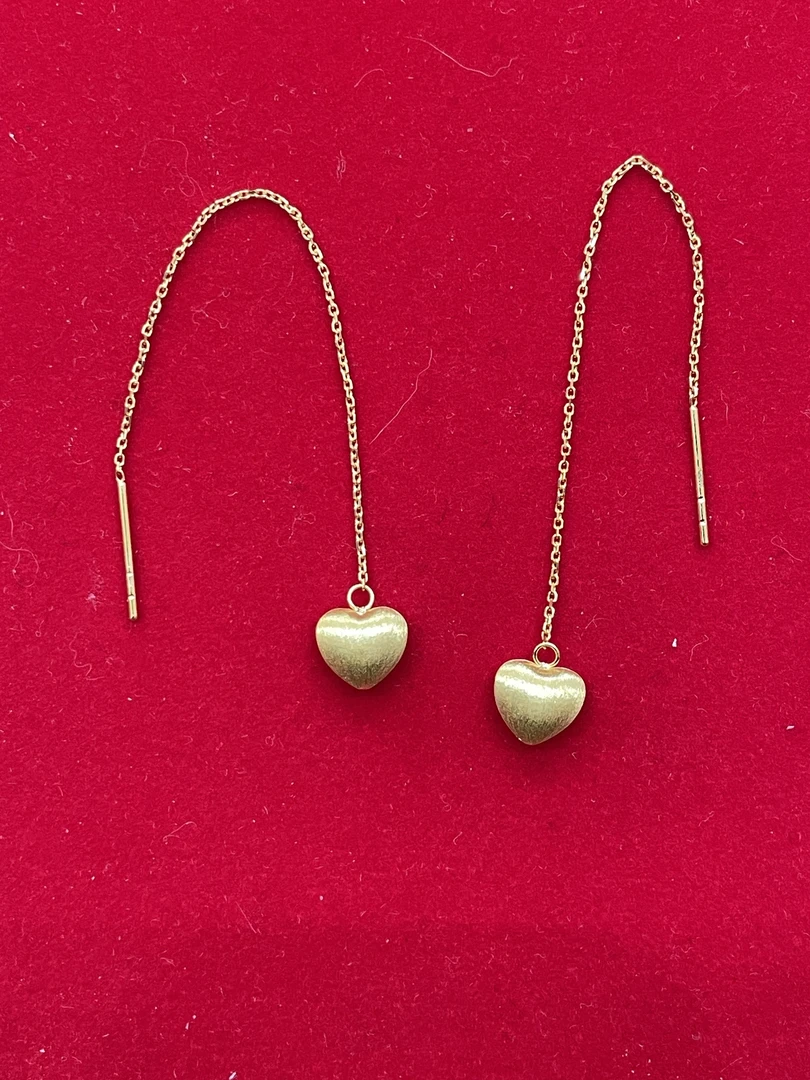 足金999  5G拉丝爱心耳线  1.8g