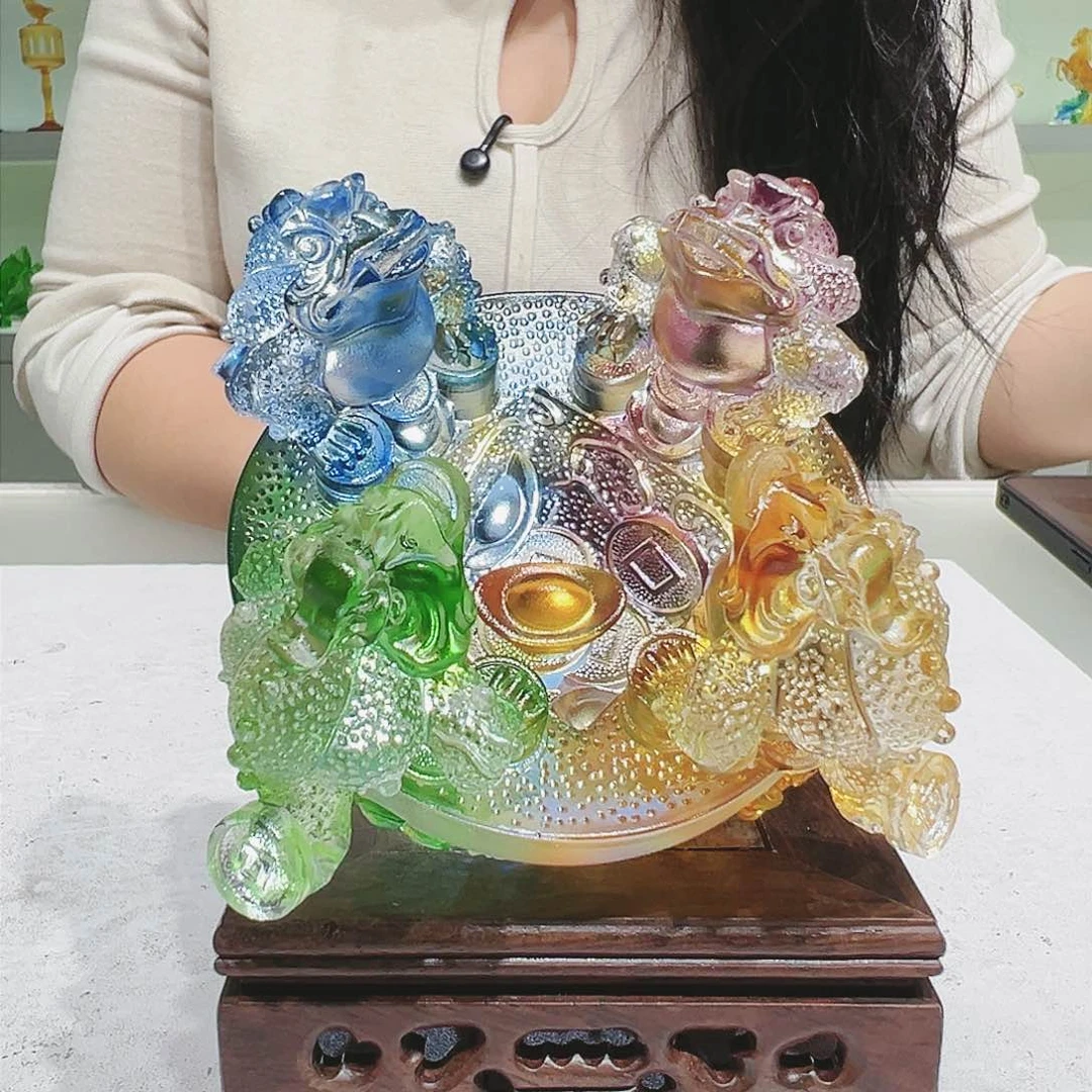 【闪购商品】手工艺品琉璃四方金蝉聚宝盆