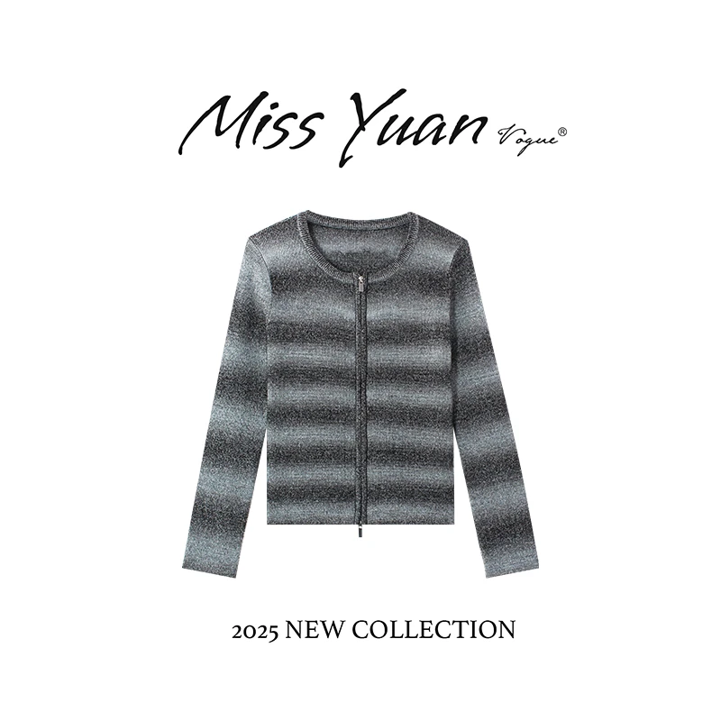 M.Y媛总 2025冬季新款长袖毛针织衫条纹时尚百搭MY1978D
