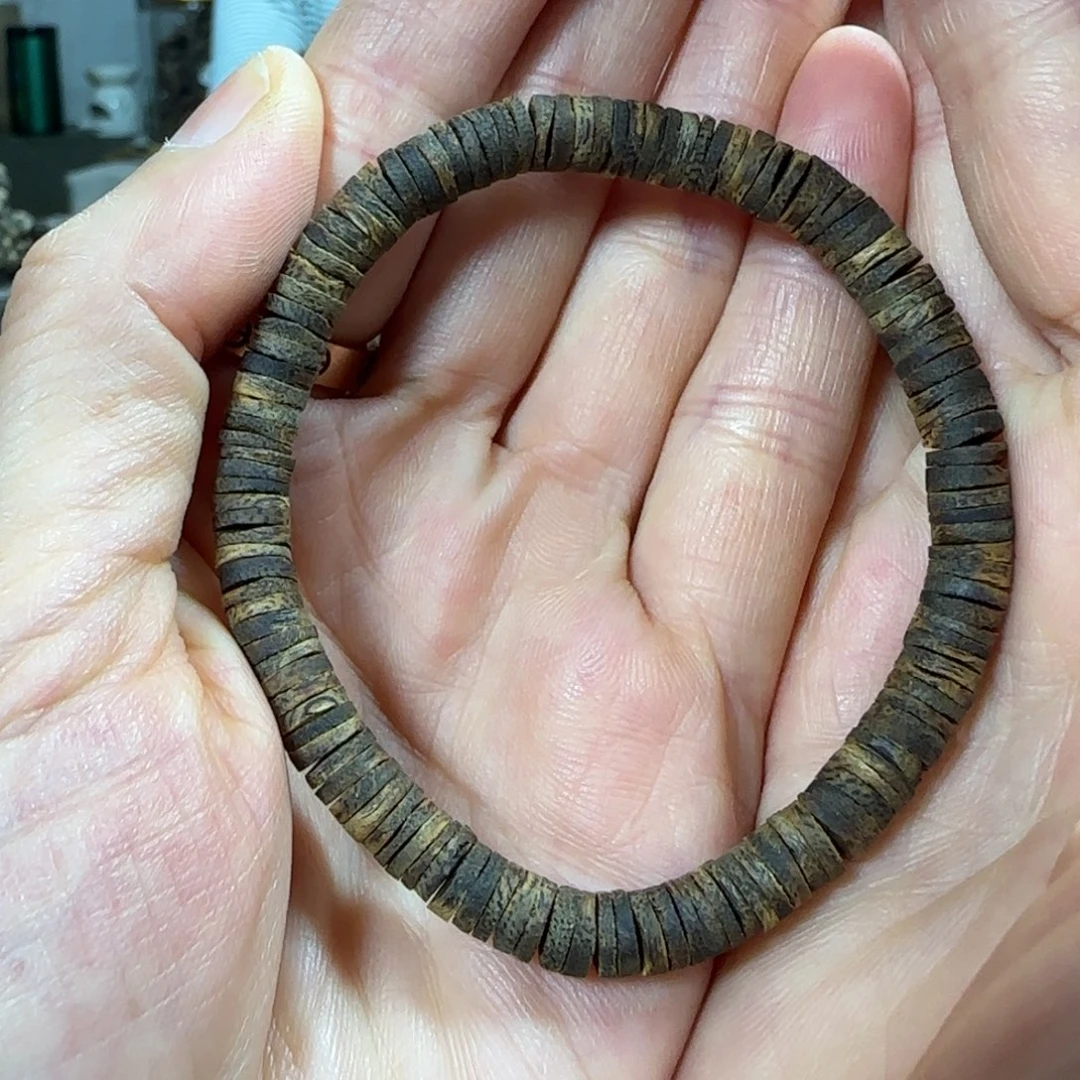 手串沉香绿奇楠沉香沉水片珠单圈06手串