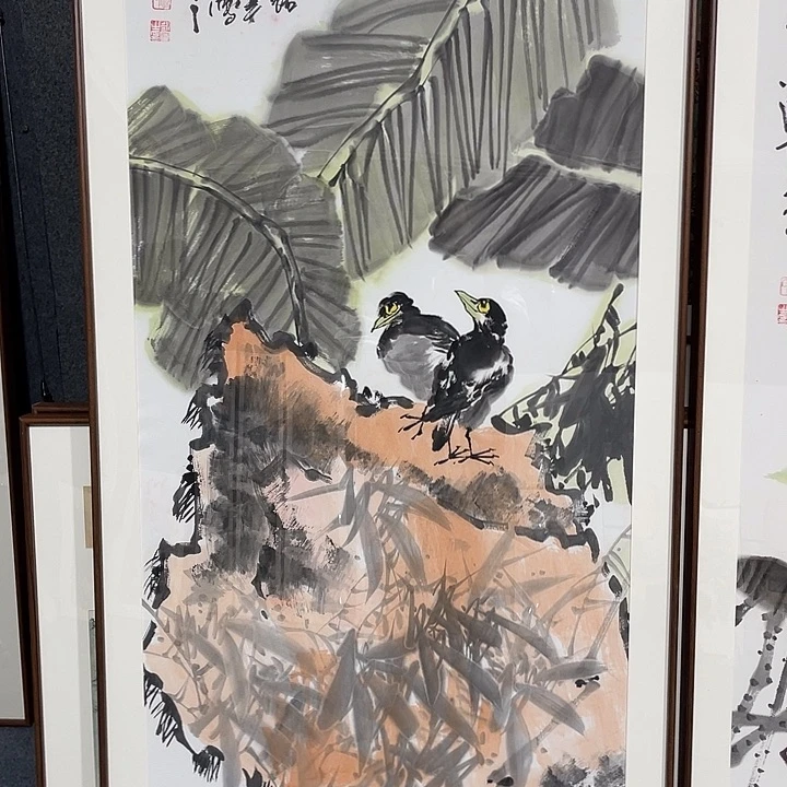 国画手绘作品带框
