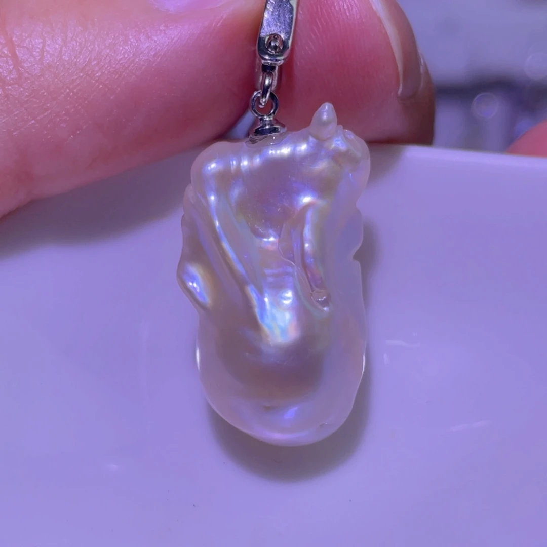 淡水珍珠天然淡水珍珠吊坠银S925镶嵌