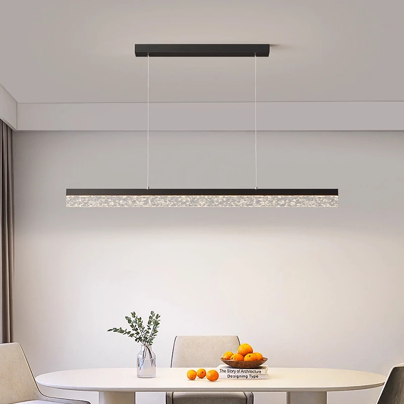 2025新款一字长条餐厅吊灯水晶感轻奢高级感饭厅餐桌专用极简吊灯