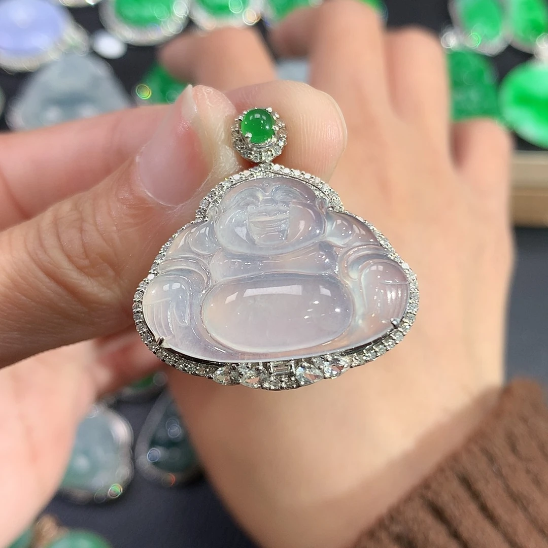 翡翠吊坠(赠链)18K金镶嵌