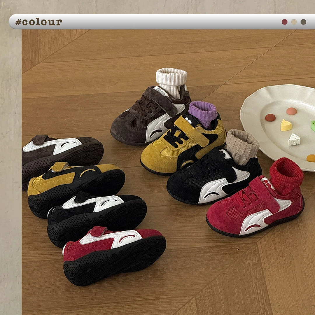 儿童运动鞋男童赛车鞋休闲女童鞋子2025秋季复古小童透气女宝板鞋