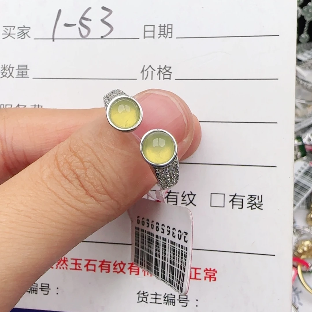 翡翠戒指银S925镶嵌戒指