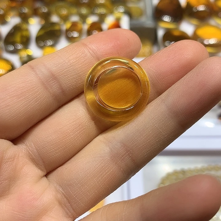琥珀未镶嵌戒指金珀指环