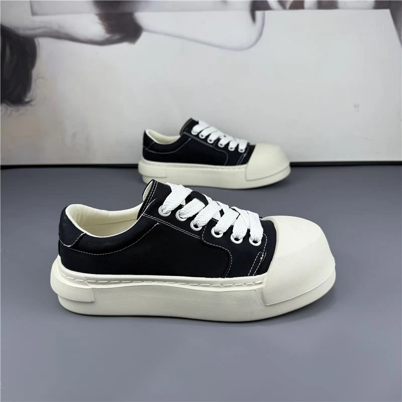 夏季新款低帮布面透气时尚厚底休闲鞋百搭轻便板鞋潮流大头鞋男鞋