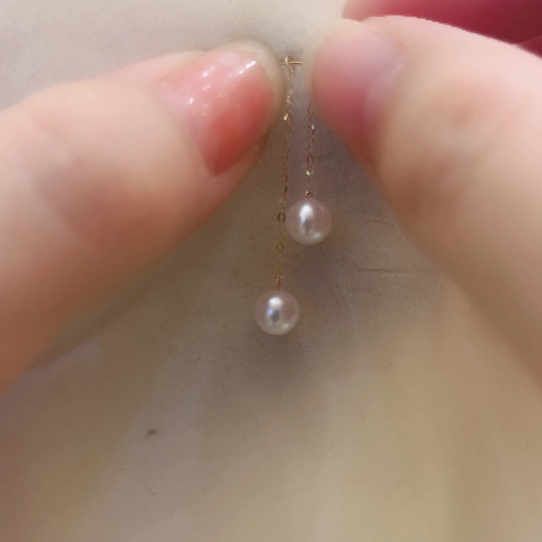 淡水珍珠18K金镶嵌耳饰