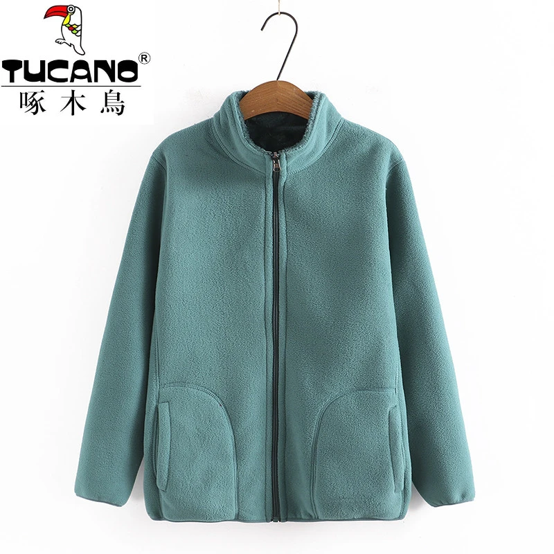 啄木鸟中老年人女装秋冬上衣服双面穿抓绒衣洋气加厚妈妈摇粒绒外