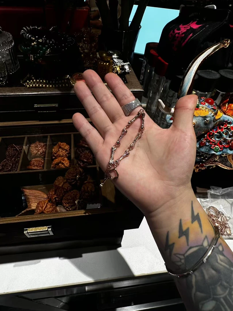 合金手链 【涅槃 血魄神骨 手链）玫瑰双色紫白锆手链国潮风发字嘻