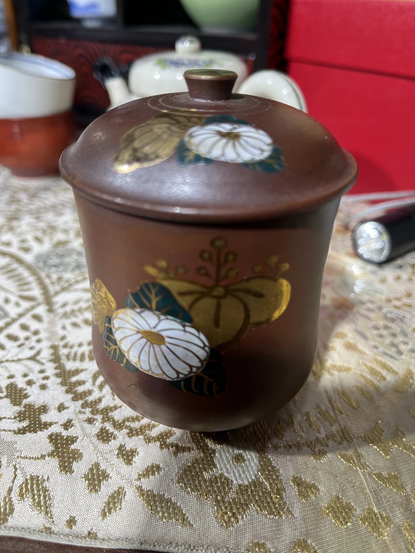 绘备前茶杯纯手工主人杯手绘