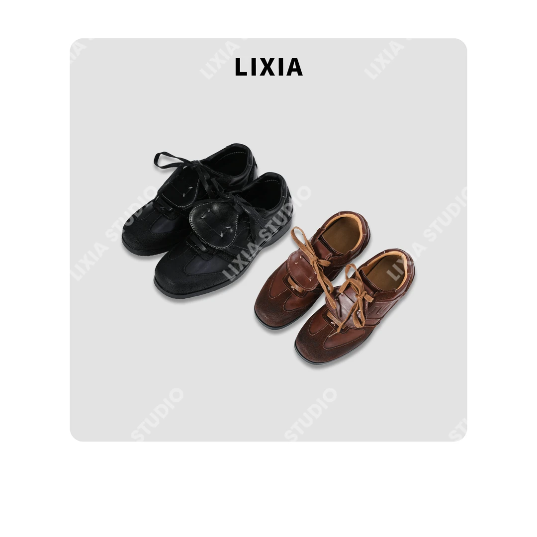 LIXIA【悠游】做旧效果鞋舌翻盖复古气质款特殊材料手工鞋-D9892