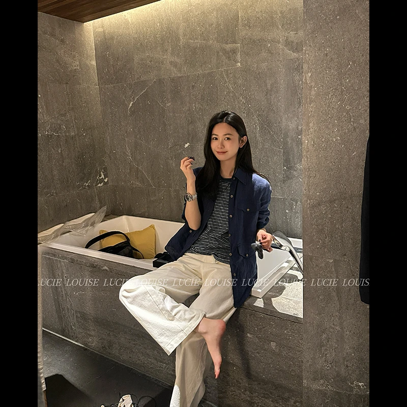 LUCIE LOUISE 惬意松弛·高克重100亚麻洗褪工艺复古衬衫LL0006