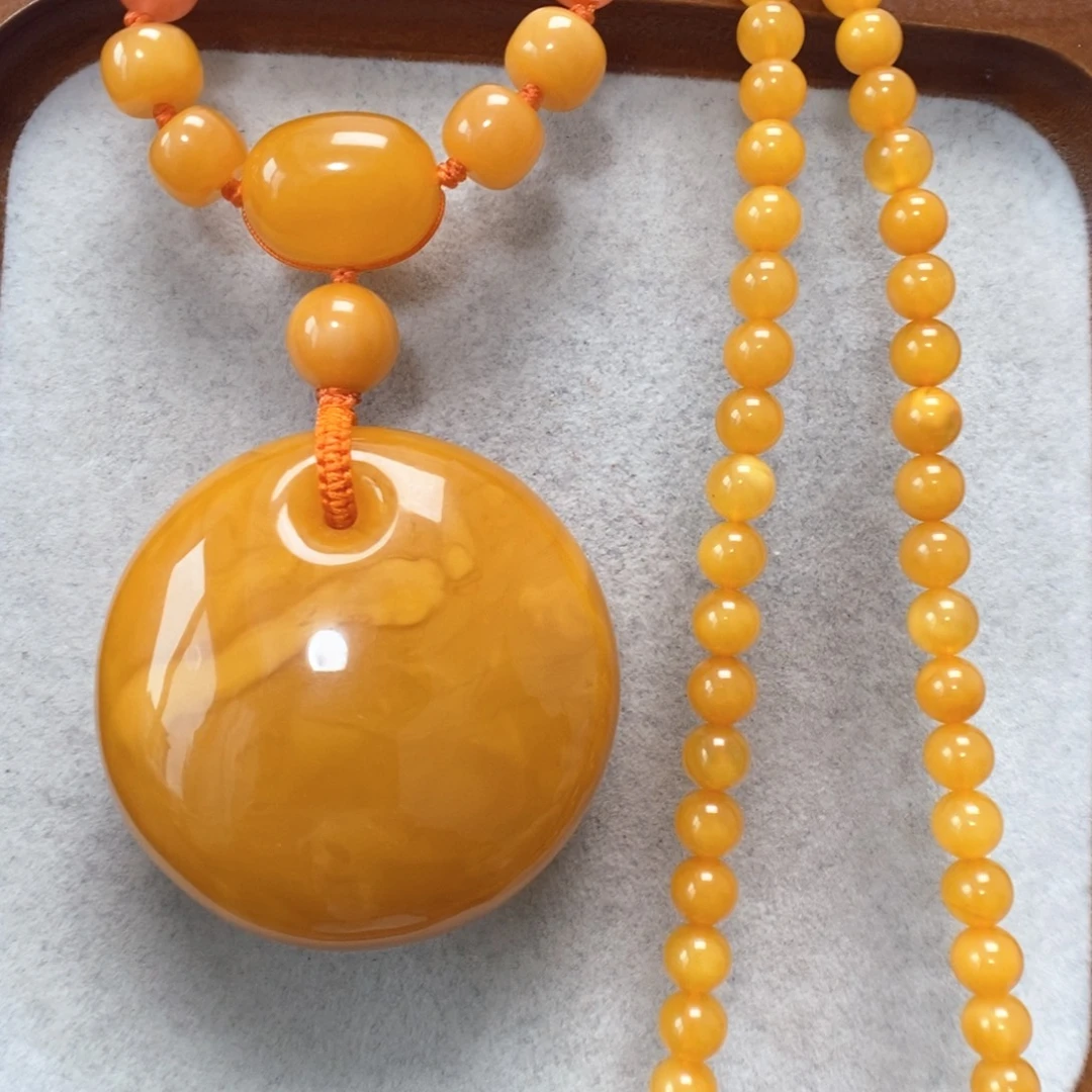 蜜蜡未镶嵌项链吊坠