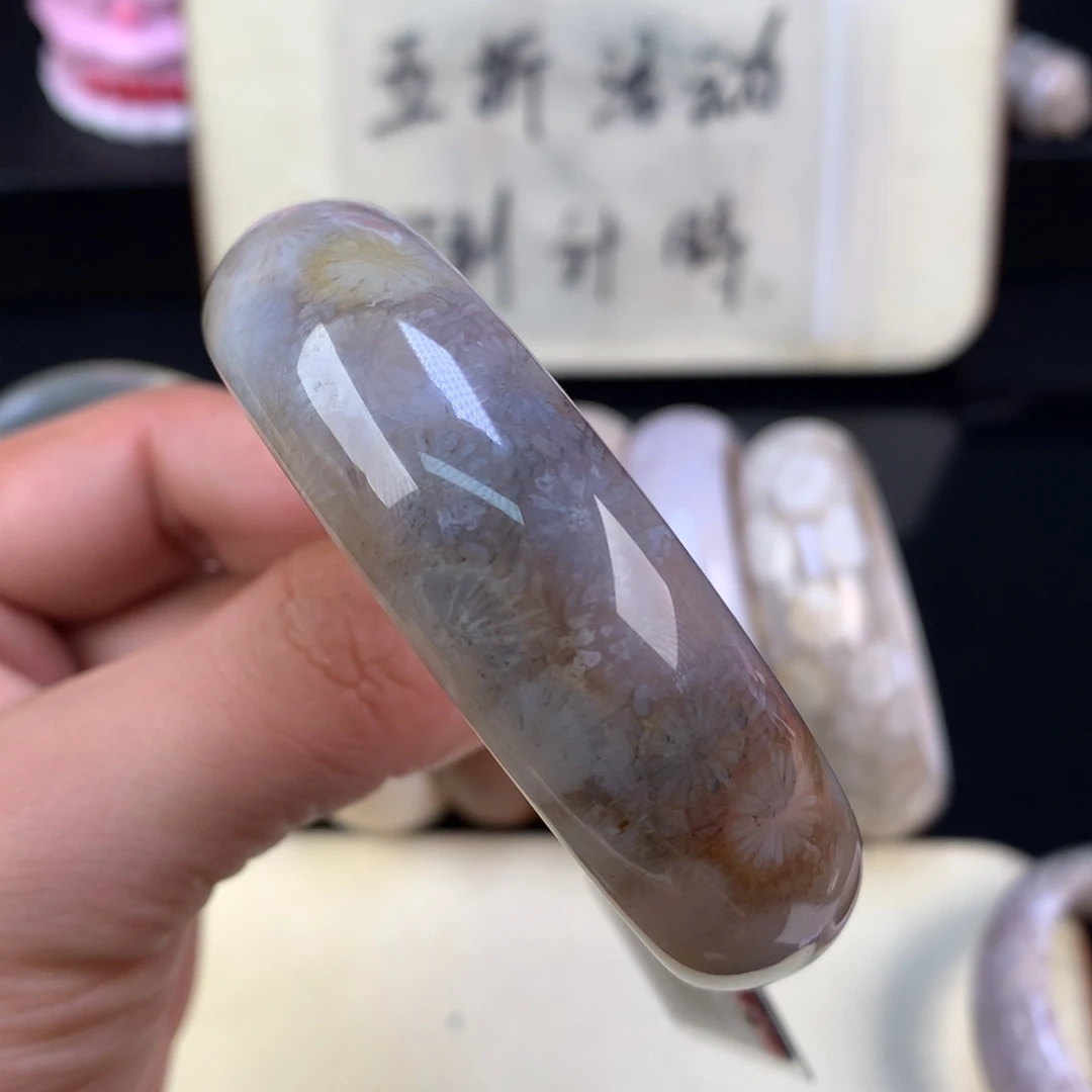 硅化珊瑚（珊瑚玉）未镶嵌颈饰6号黑咖冰大花56.5圈