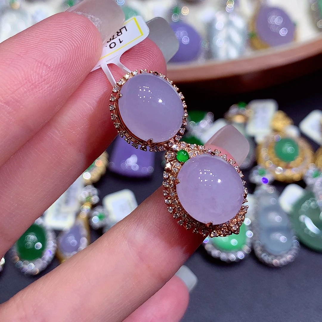 吊坠(不含链)18K金镶嵌翡翠