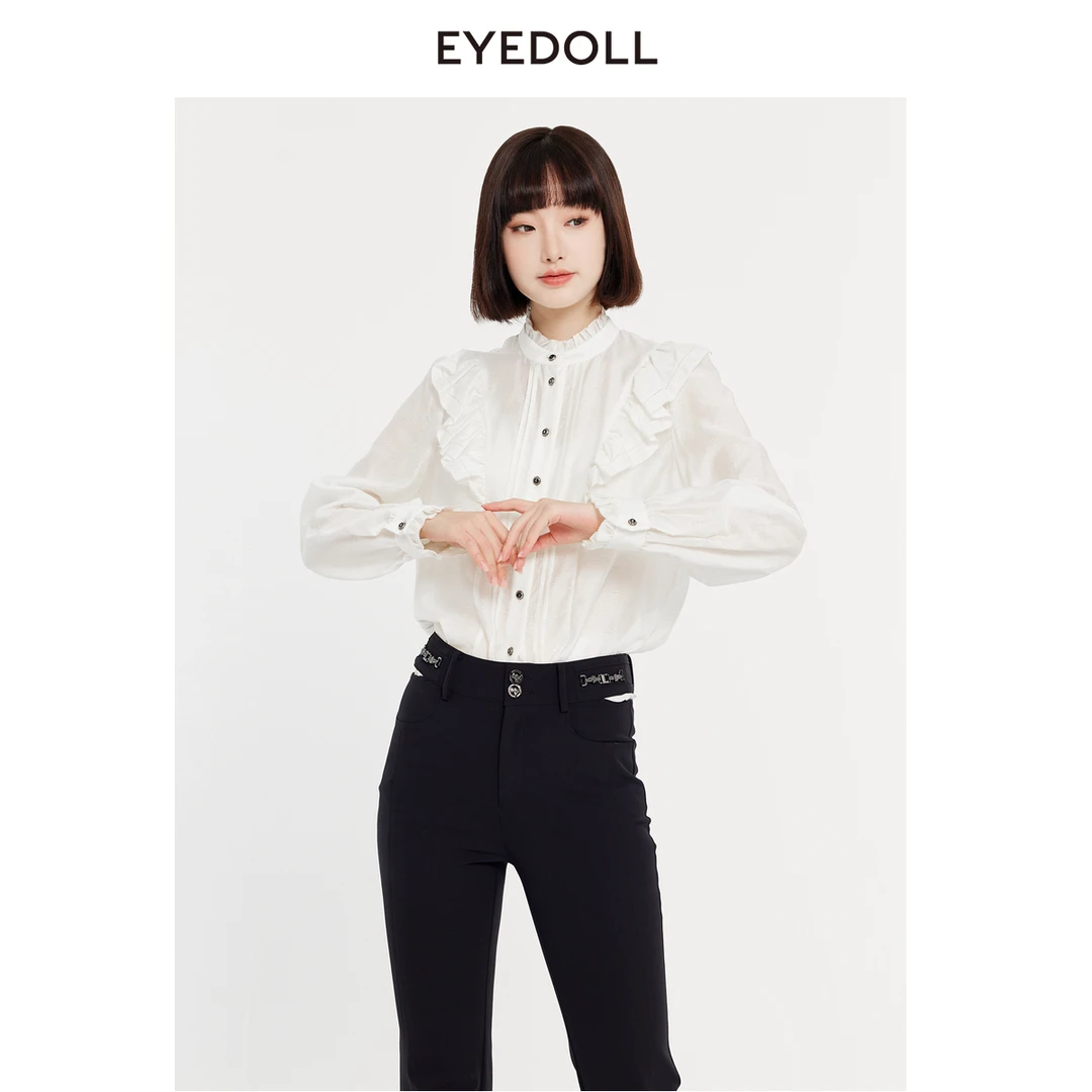 EYEDOLL新款荷叶边立领衬衫