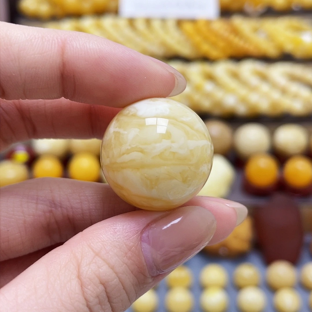 琥珀裸石未镶嵌蜜蜡圆珠23.5mm