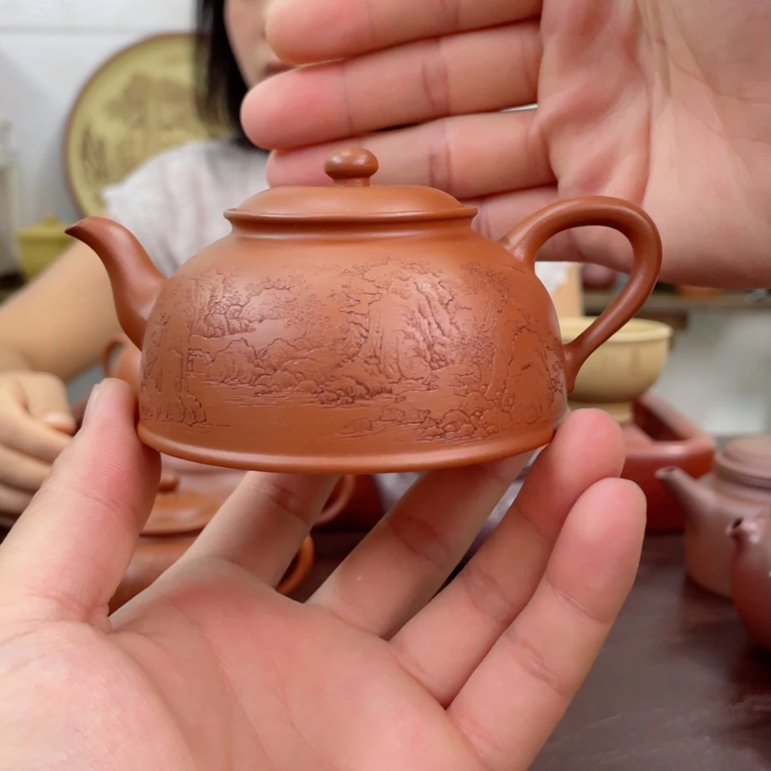 茶壶紫砂明月红泥