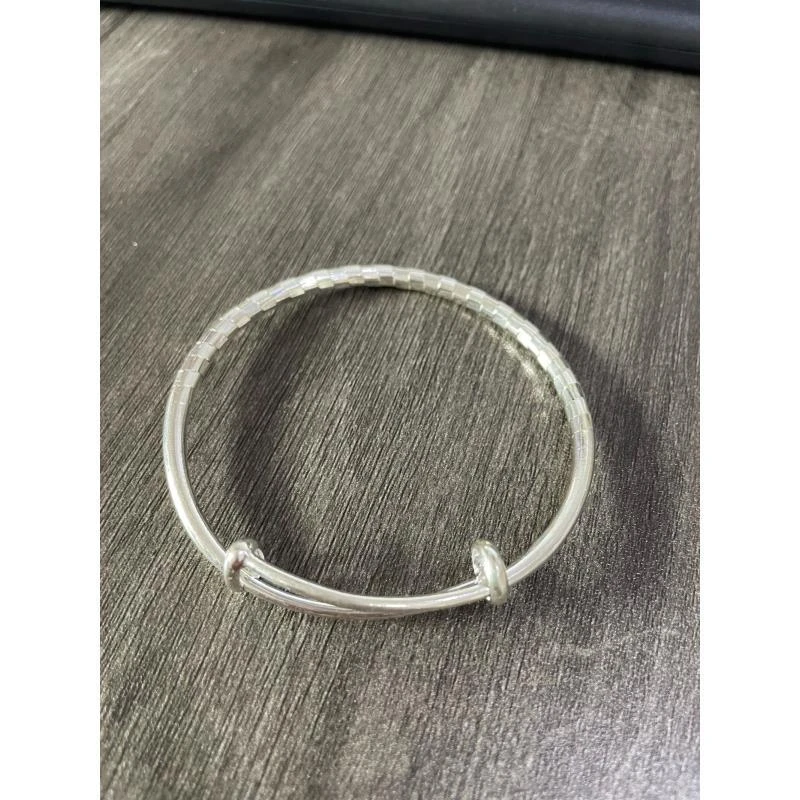 足银手镯 sz62足银推拉菱格手镯