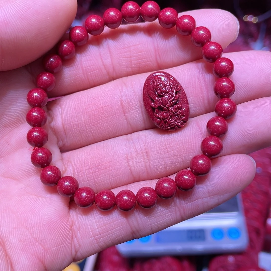 天然辰砂紫金砂6毫米26颗加普贤不要隔珠