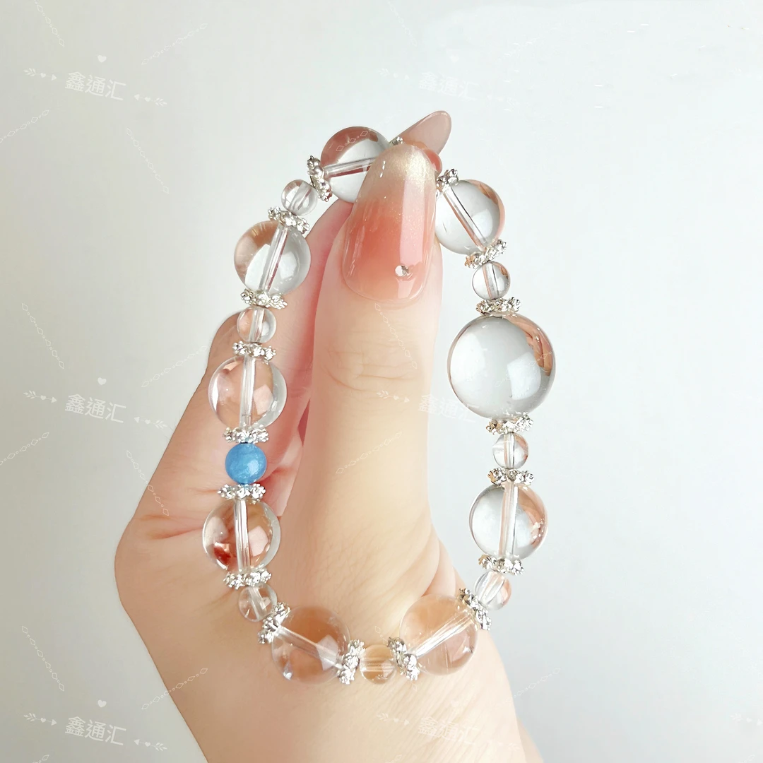 【未来之光】天然白水晶+魔鬼蓝手链闺蜜情侣款配礼盒多样性发其一