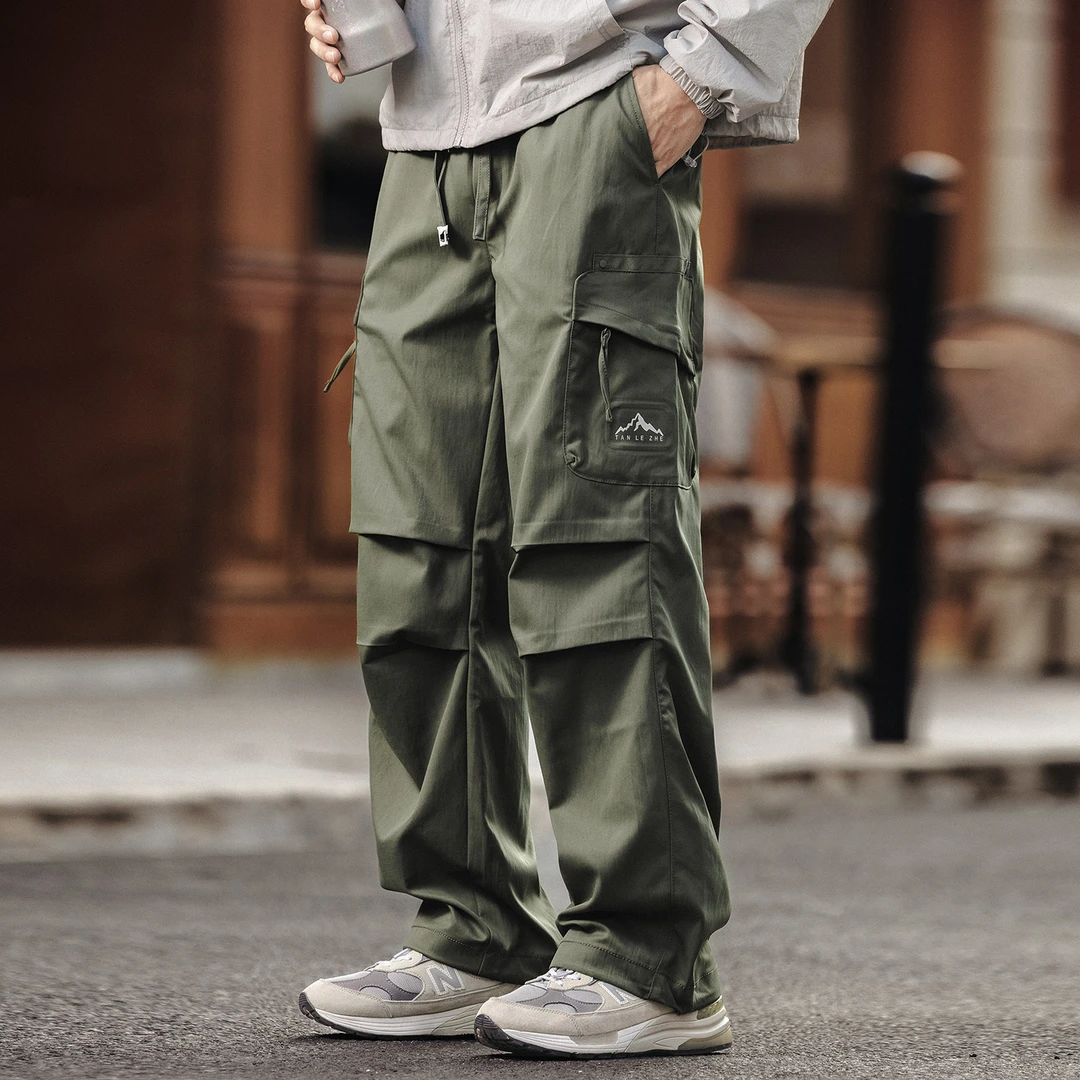 格蓝鹿美式户外登山骑行伞兵冲锋裤男2025秋季新款宽松工装休闲裤