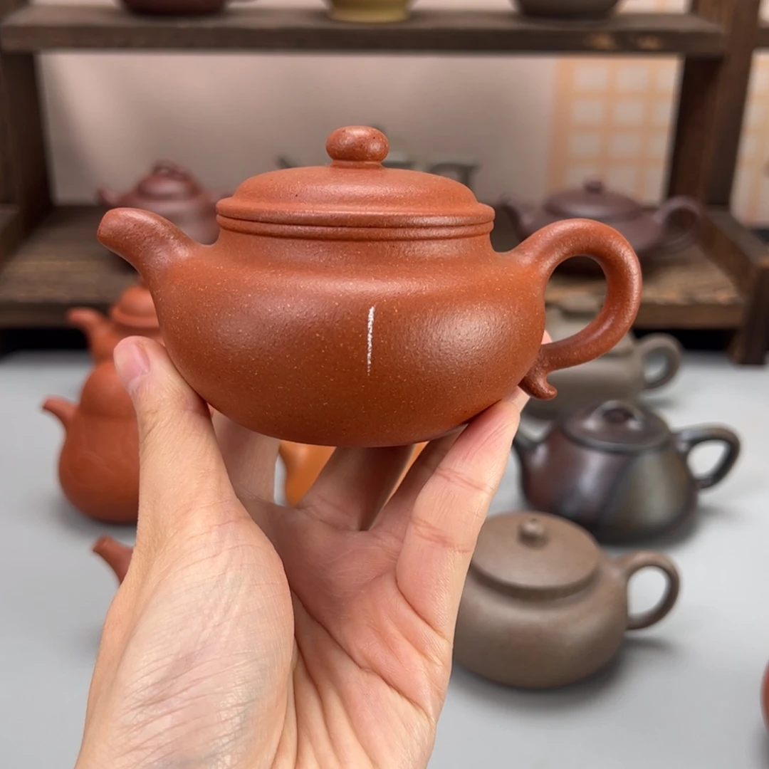 茶杯紫砂红降坡仿古185cc微瑕