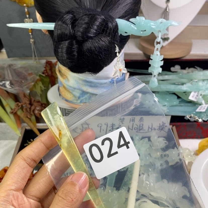 【闪购商品】岫玉发饰未镶嵌阑**头