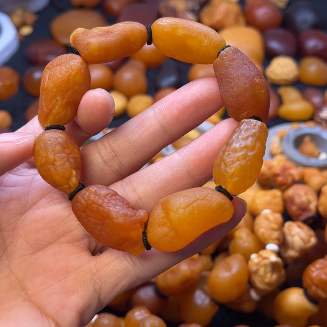 琥珀裸石未镶嵌天然蜜蜡手串