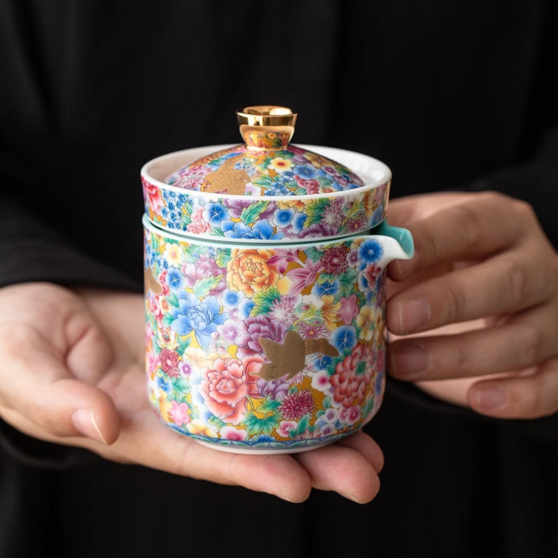 茶颜悦器珐琅彩一壶三杯旅行茶具套装厂家直销送礼伴手礼车载户外