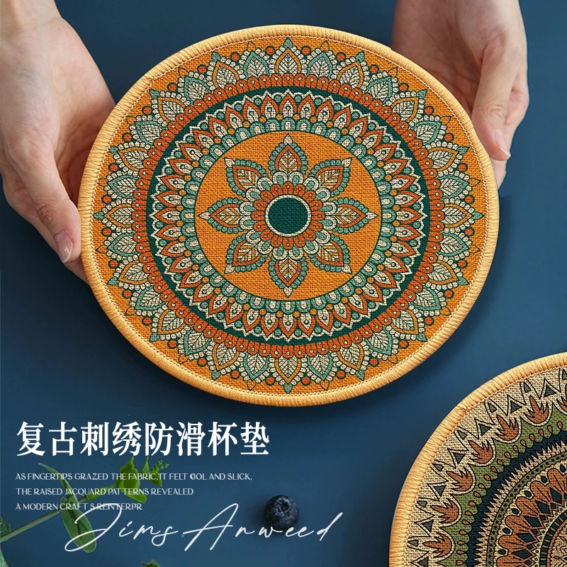 刺绣餐桌隔热垫陶瓷锅垫防烫耐高温杯垫吸水防滑餐垫鼠标垫跨境