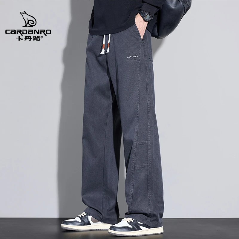 Cardanro/卡丹路秋冬新款大码加厚保暖宽松直筒裤百搭男士休闲裤