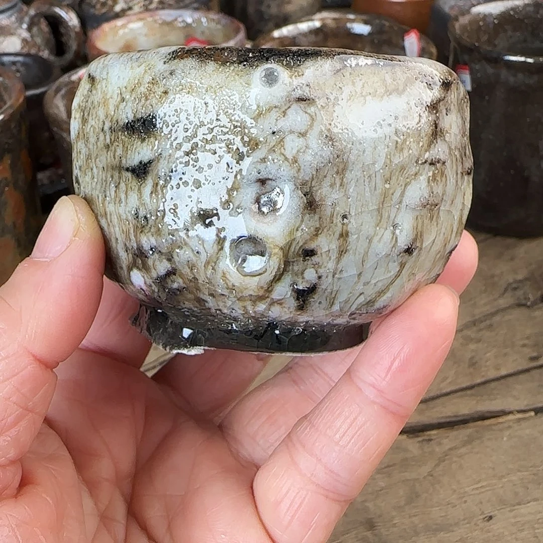 瓷片子****放漏志野柴烧主人杯