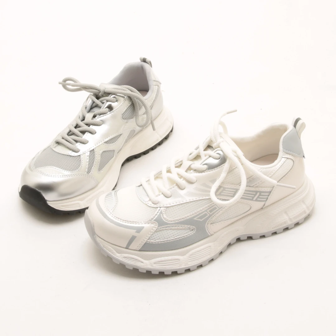 4240春夏新款阿甘鞋女网纱透气厚底跑步运动鞋百搭系带休闲鞋