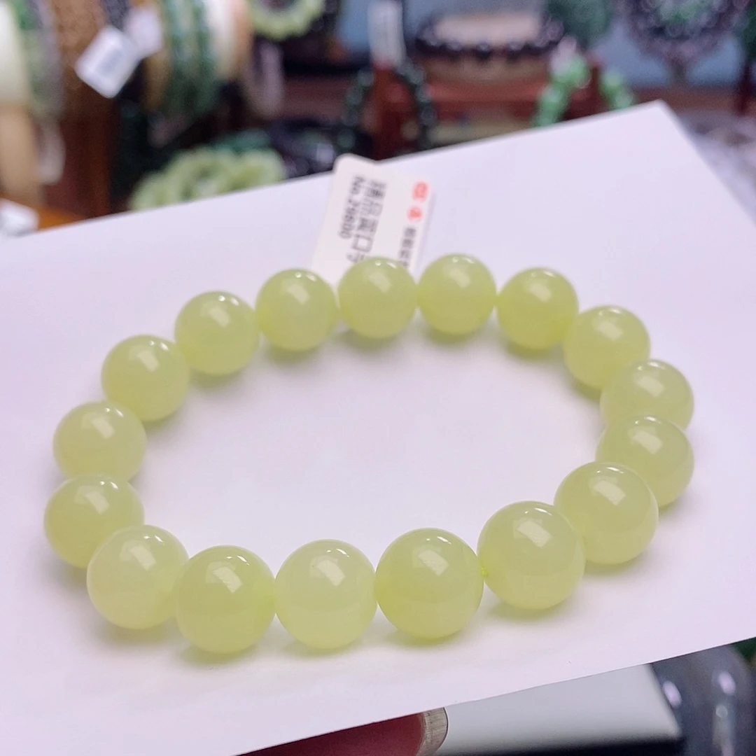 和田玉未镶嵌颈饰毕业级新疆若羌黄口鸡油黄手链12m