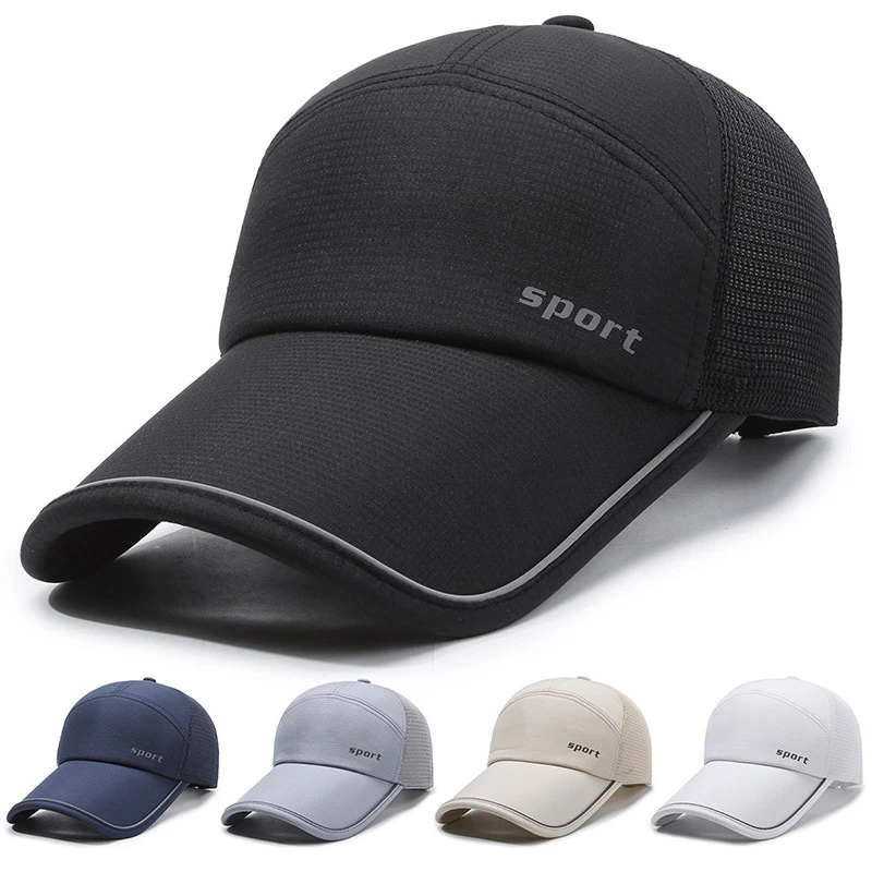 夏季新款户外加长檐速干棒球帽男女遮阳防晒帽透气网帽休闲鸭舌帽